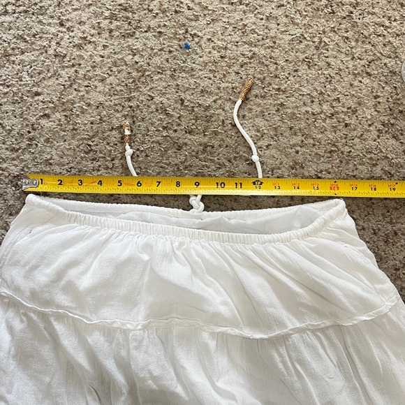 Free People Women's Simply Smitten White Tiered Cotton Maxi Skirt large boho - Picture 9 of 10